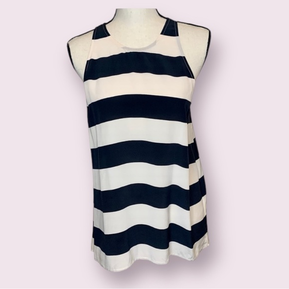 Joie 100% Silk Tank Top Shell Black & White Stripes Size Small - Picture 1 of 10